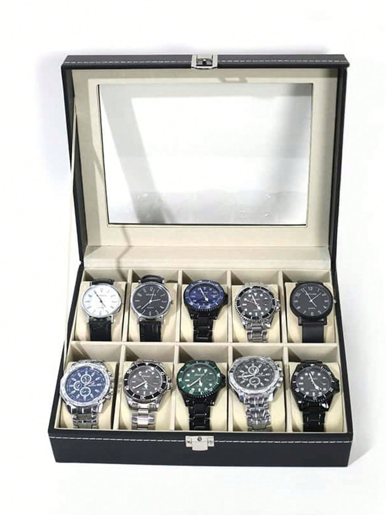 Women Accessories Box - Leather Watch Box with Lock, Large