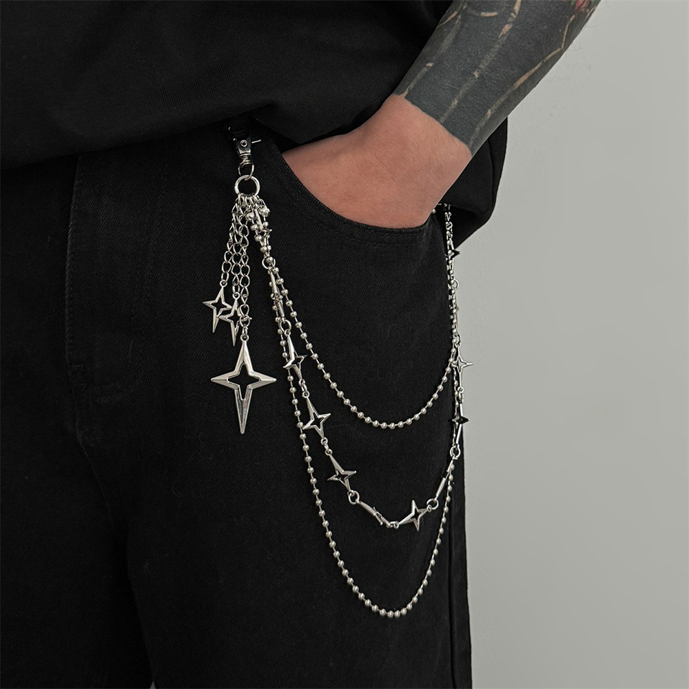 Punk Multilayer Metal Star Pen - огляд і ціна Women'S Jeans Accessories Chain
